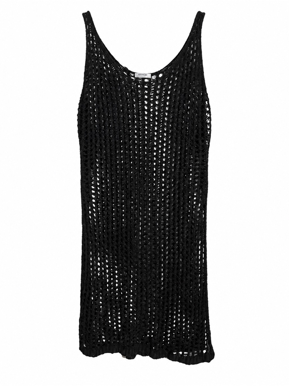 Black Crochet Tank Swim Cover-Up Dress - Women